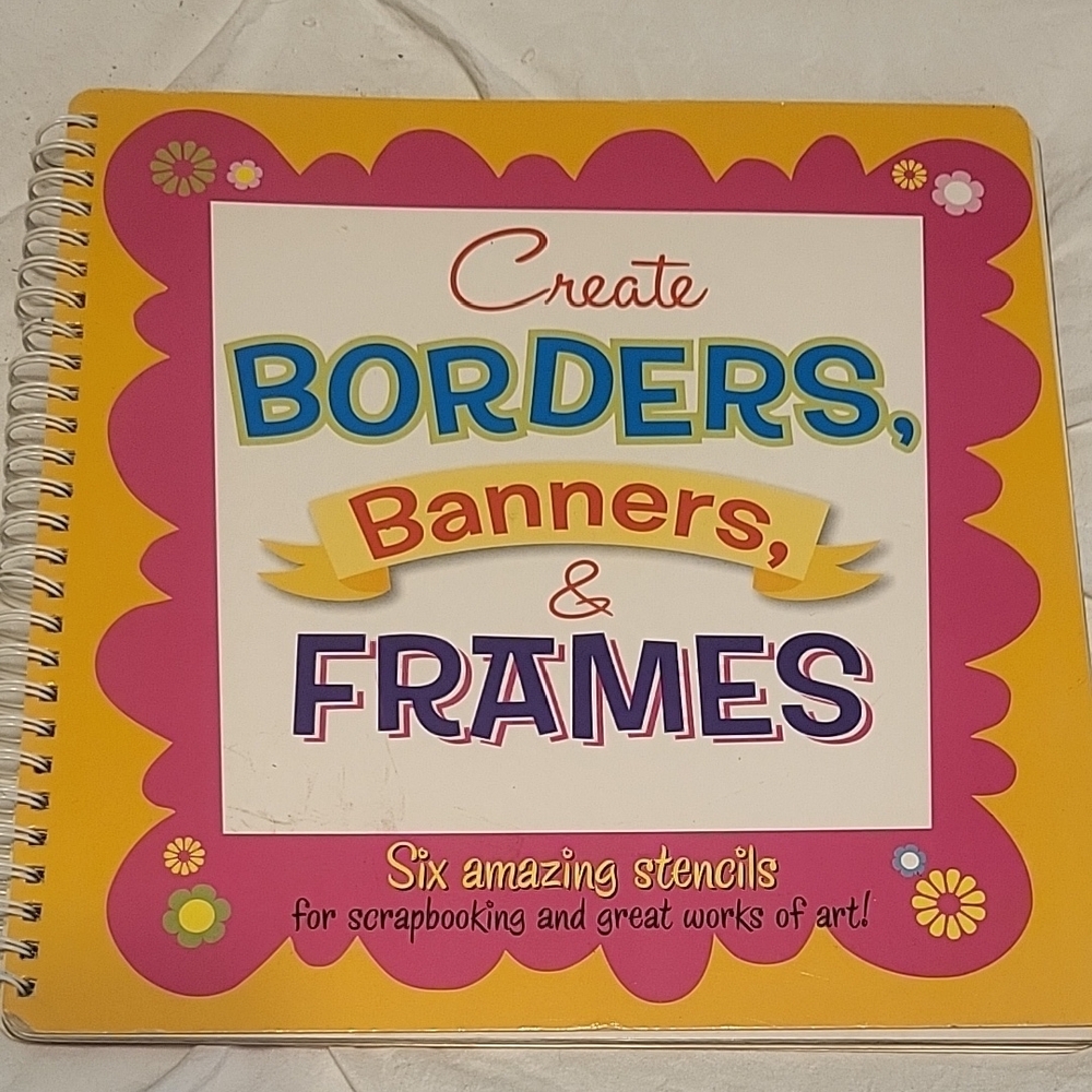 Create Borders, Banners, & Frames Stencil Book - Pink and Yellow